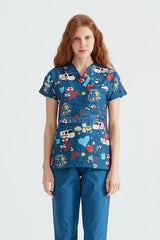 Ambulance Blue - Women - Blouse Elastane with Print