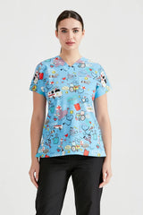Ambulance Turquoise - Women - Blouse Elastane with Print