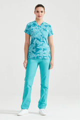 Camouflage Turquoise - Women - Blouse with Print