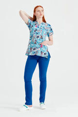 Cats Turquoise - Women - Blouse Elastane with Print