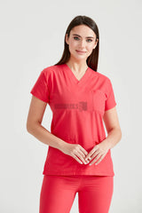 Coral Red - Women - Scrub Set Classic Flex