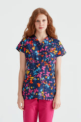 Navy Butterfly - Women - Blouse Elastane with Print