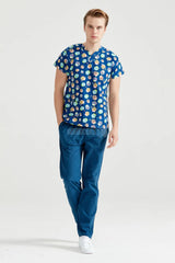 Navy Blue Owl - Men - Blouse with Print