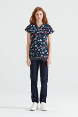 Navy Love - Women - Blouse Elastane with Print