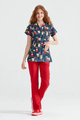 Navy Blue Owl - Women - Blouse with Print