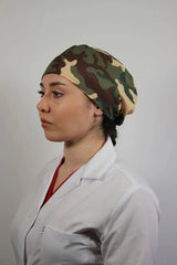 Green Unisex Medical Cap – Surgical Hat with Army Print