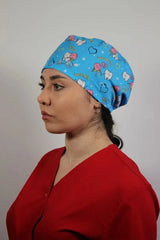 Blue Unisex Medical Cap – Surgical Hat with Teethblue Print