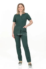 Khaki Green - Women - Belted Scrub Set Elastane
