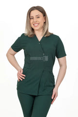 Khaki Green - Women - Belted Scrub Set Elastane