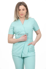 Mint Green - Women - Belted Scrub Set Elastane