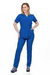 Royal Blue - Women - Belted Scrub Set Elastane