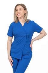Royal Blue - Women - Belted Scrub Set Elastane