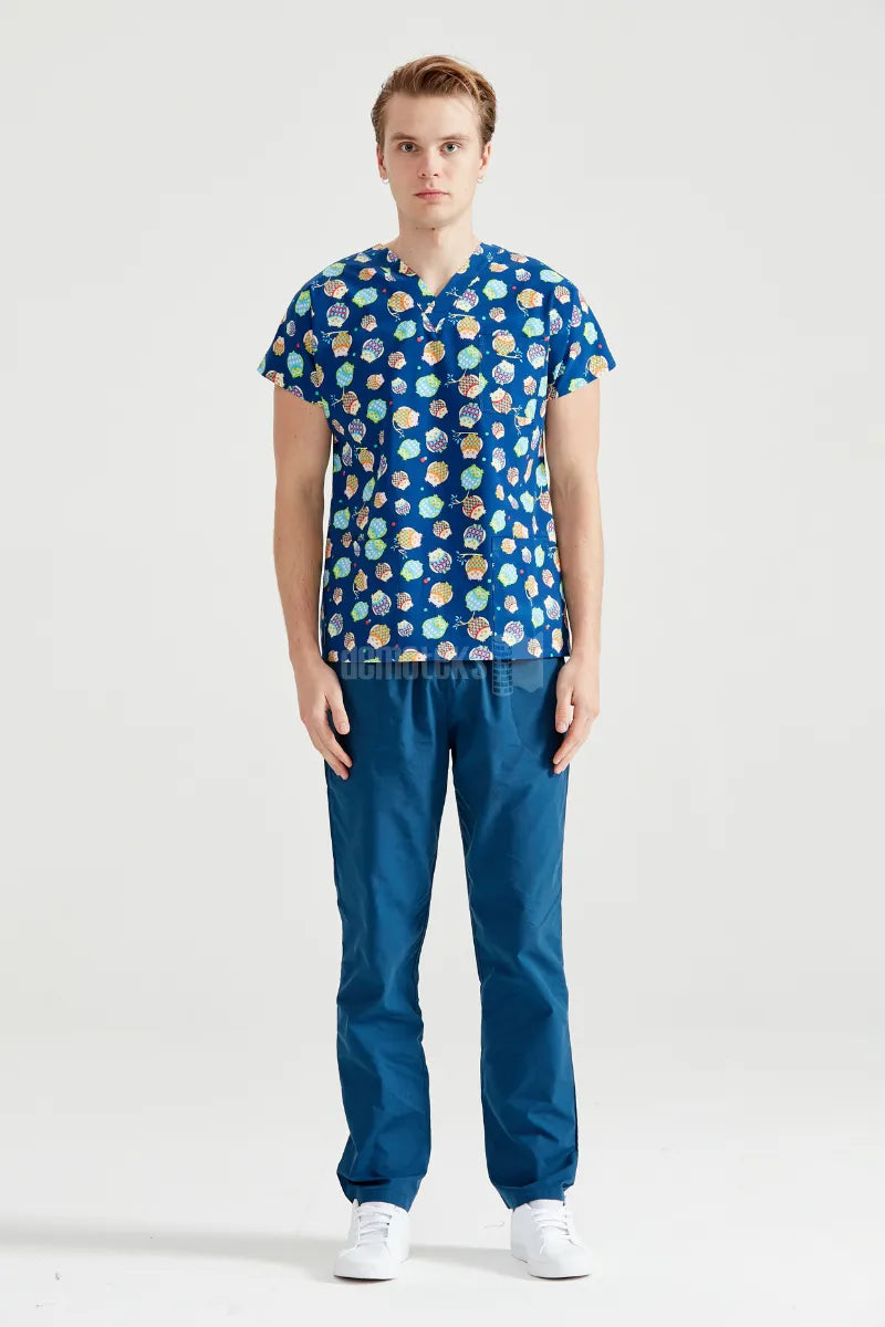Navy Blue Owl - Men - Blouse with Print
