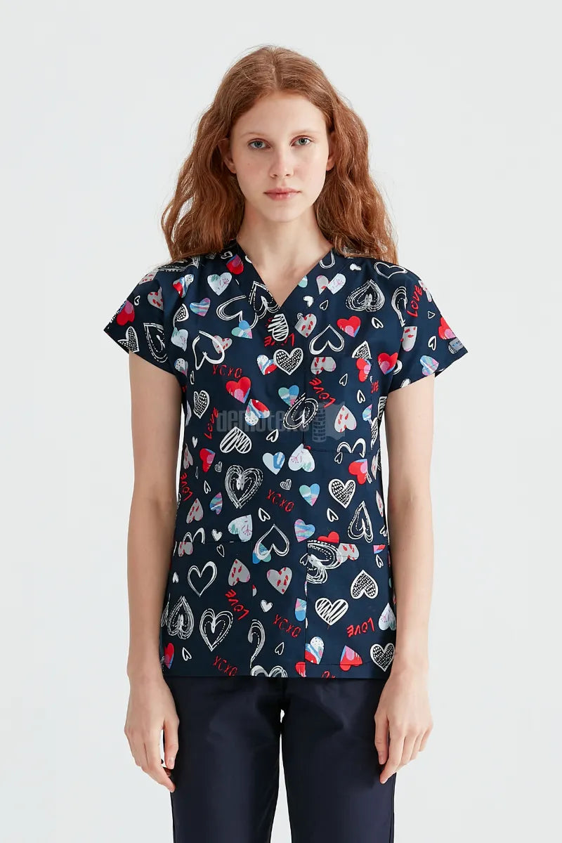 Navy Love - Women - Blouse Elastane with Print