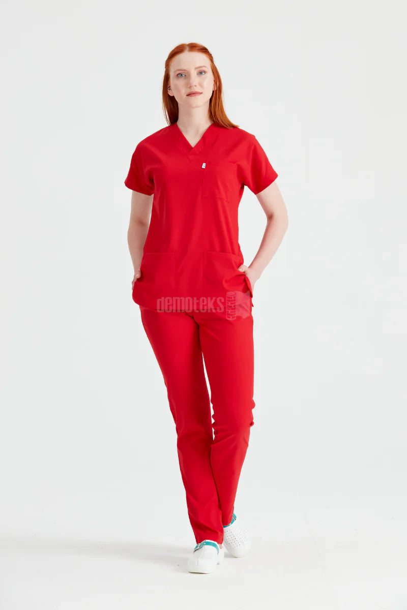 Red - Women - Scrub Set Classic Flex