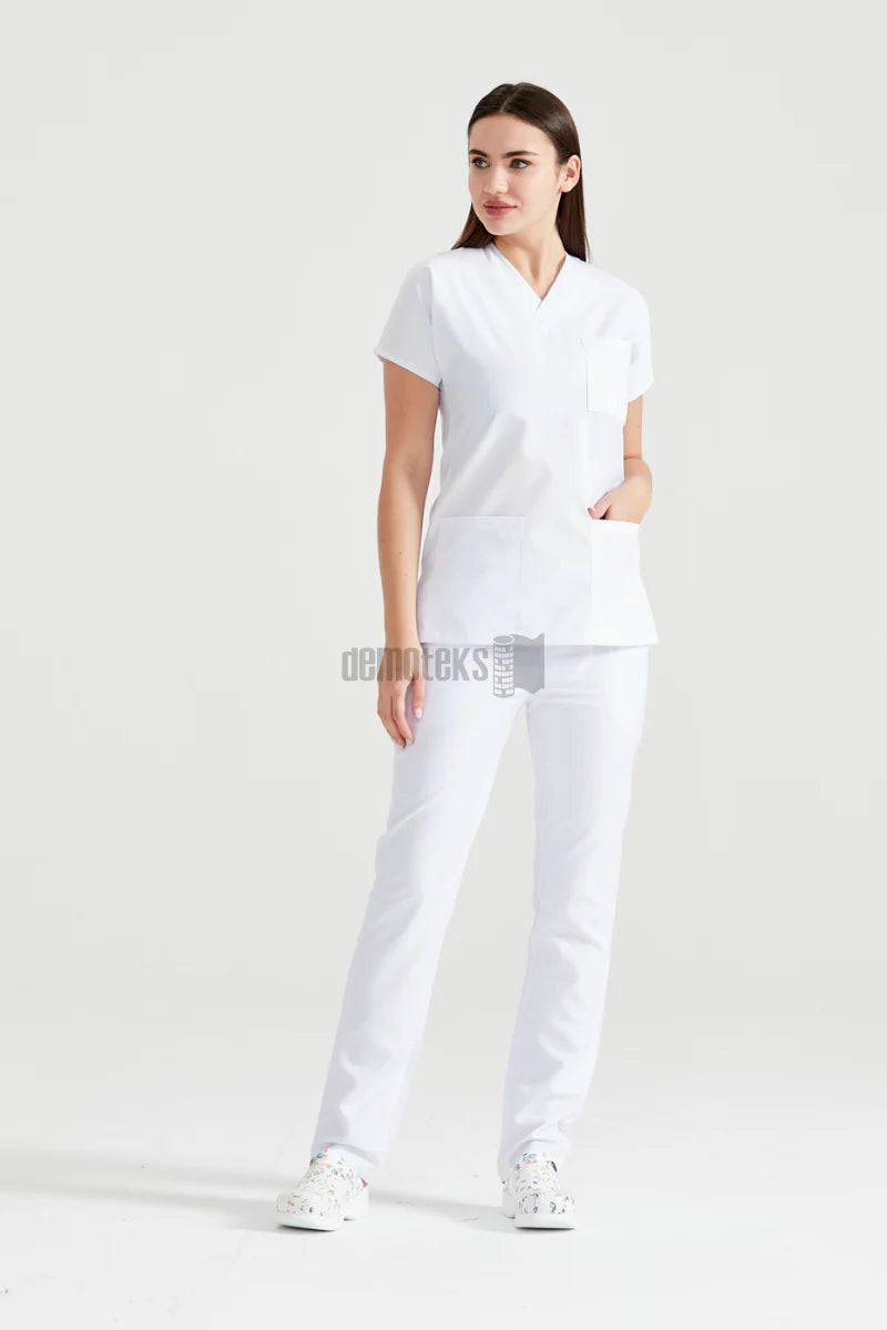 White - Women - Scrub Set Classic Flex